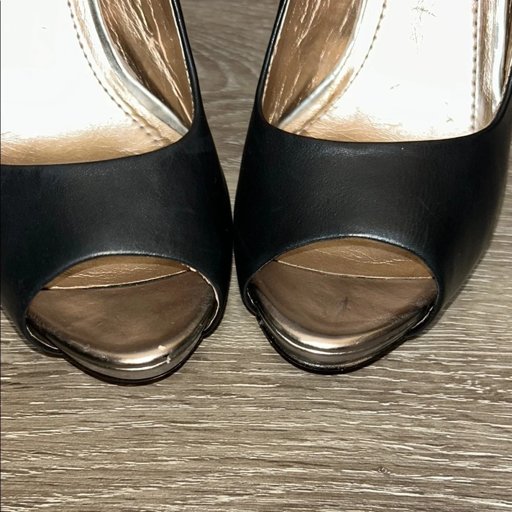 BCBGeneration Black Peep-Toe Stiletto Heels - Picture 4 of 15